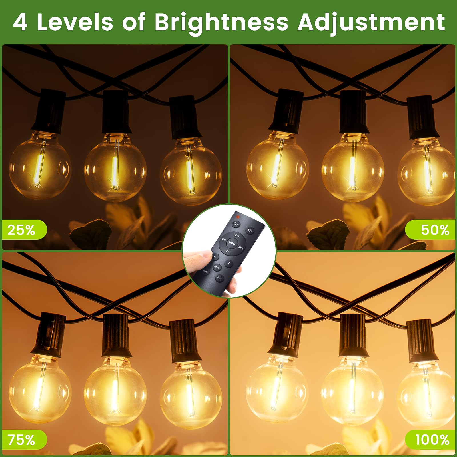 45M Guirnaldas Luces Exterior Jardín - G40 45+2 Bombillas LED Cadena de luz , Blanco Cálido Dimmable Impermeable Exteriores Iluminacion Lampadas IP44 para Terraza Jardín Patio Fiesta Boda Pergola