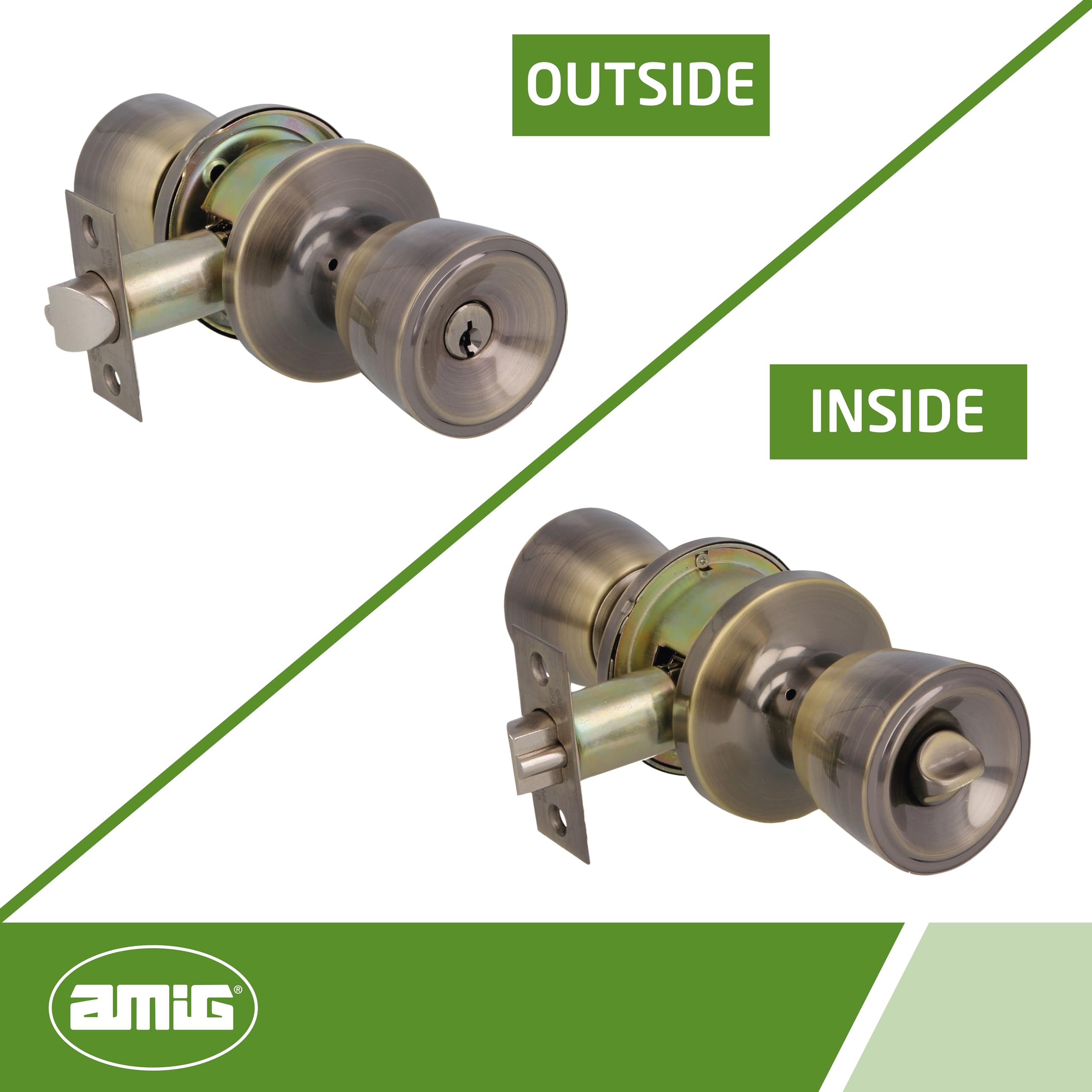 Amig - Brass Leather Door Knob Set, 18,5 x 8 x 8 cm - Image 2
