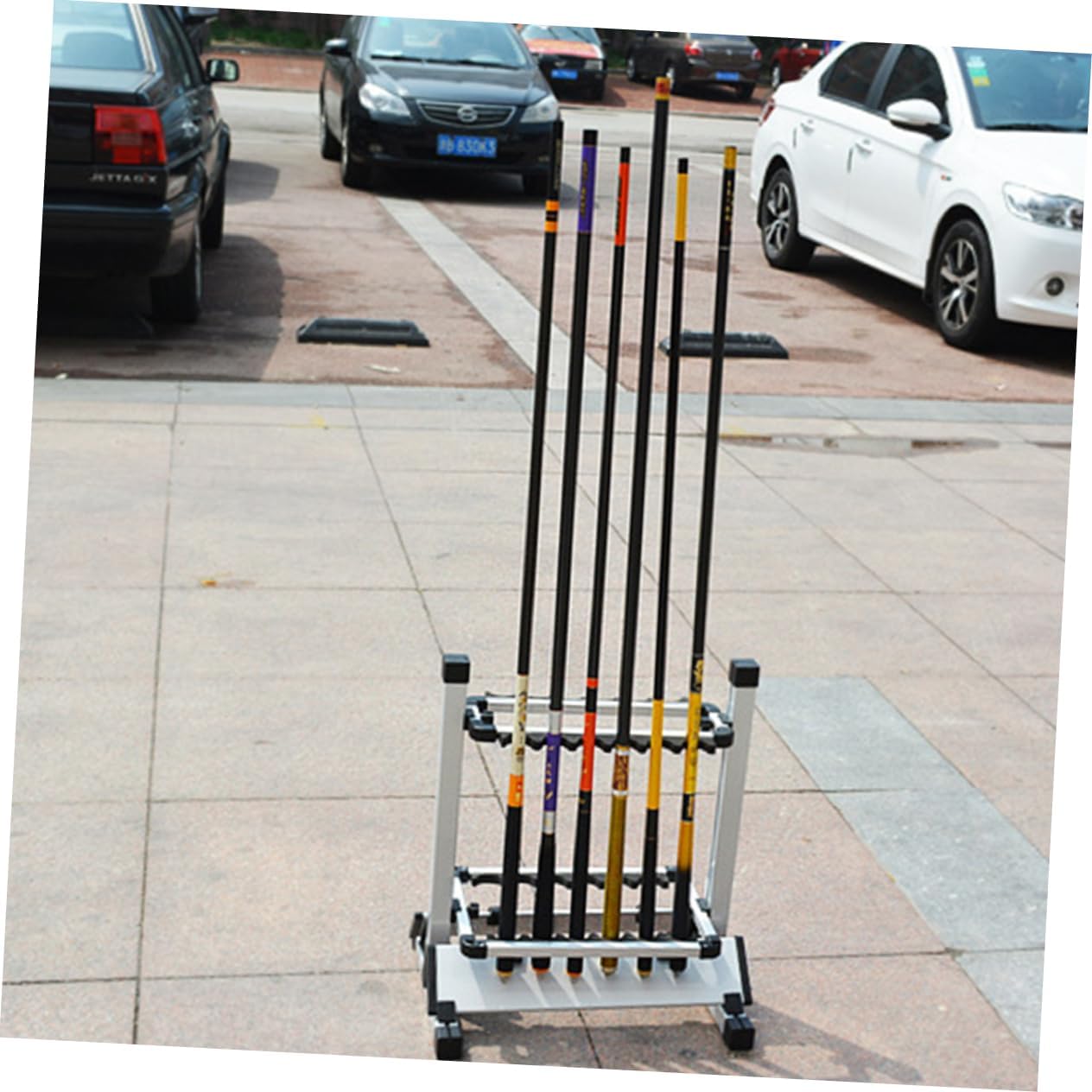 BESPORTBLE 12holes Fishing Rod Rack Pole Holder Storage Shelf Lightweight Strong Quick Assembly