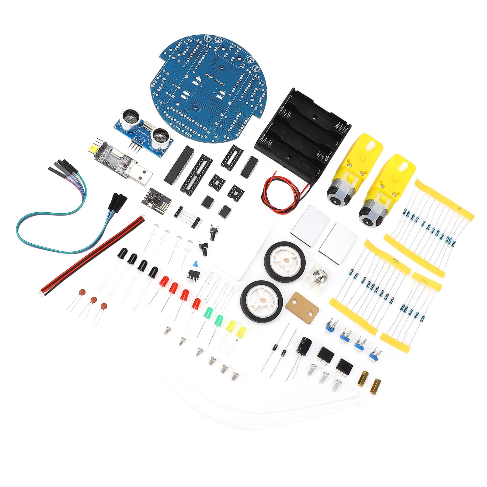 Kit de Coche Inteligente Robot DIY, Kit de Coche Inteligente MCU, Juguete Educativo con Cable de Salto, Juguetes de Construcción de Ingeniería Geniales para Adolescentes