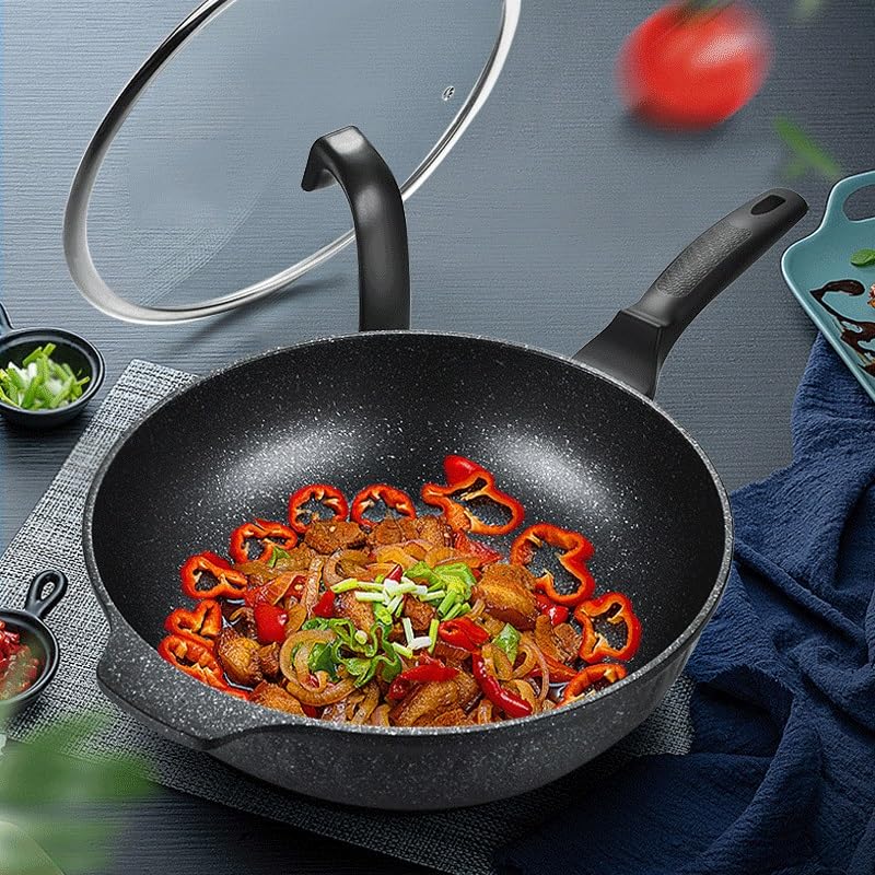 Wok antiadherente de aluminio con base plana 32 cm miniatura 3
