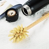 Vista 4 de GREENTH PRO Nature - Cepillo para botellas de bambú con cerdas de sisal, mango largo, diseño colgante, cepillo de limpieza para botellas de agua