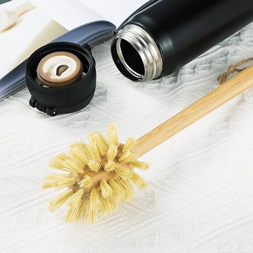 Miniatura 4 de Nature - Cepillo para botellas de bambú con cerdas de sisal, mango largo, diseño colgante, cepillo de limpieza para botellas de agua, biberones,
