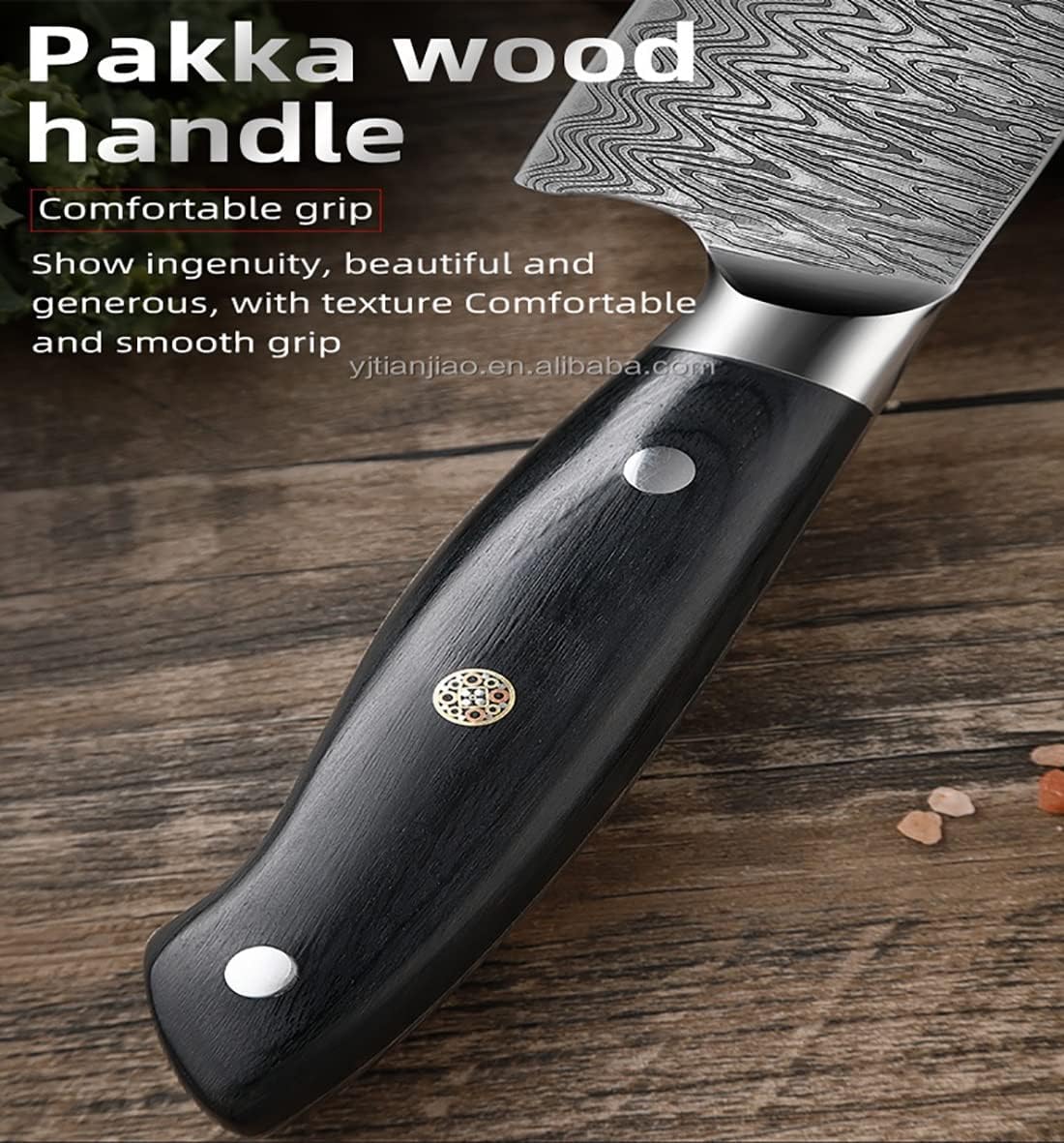 DAXXIN Kitchen Knife Sets, 8 Pcs Kitchen Knives Sets 5Cr15 Stainless Steel Laser Damascus Pattern Sharp Paring Bread Santoku Cleaver Chef Knife, ZJH6868