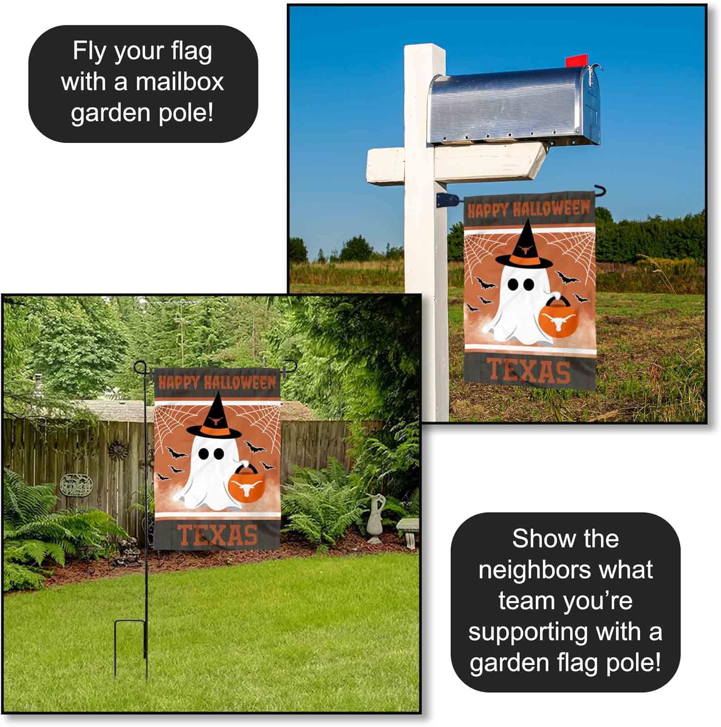 Texas Longhorns Happy Halloween Double Sided Garden Yard Flag - Image 4