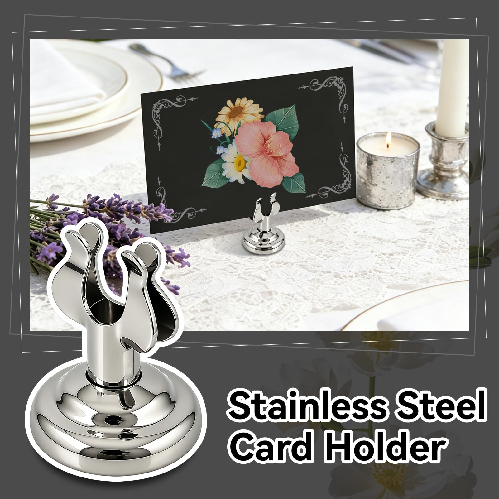 Porta del numero di tavolino per piccolo tavolo da 10 pezzi da 4 cm, supporto clip arpa in acciaio in acciaio/tavolo supporto tabletop stand matrimonio ristorante