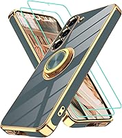 Vista 42 de Gritup Funda para Samsung Galaxy A14 5G: Funda para Samsung A14 2 piezas, protector de pantalla, soporte de anillo de rotación de 360°, soporte