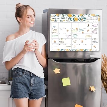Koncci Fridge Calendar 2026-2027, 18 Months Magnetic Refrigerator Calendar Runs From January 2026 Until June 2027, with Seasonal Patterns Designs for Family Easy Organizing (12.8 X 9.5 in)