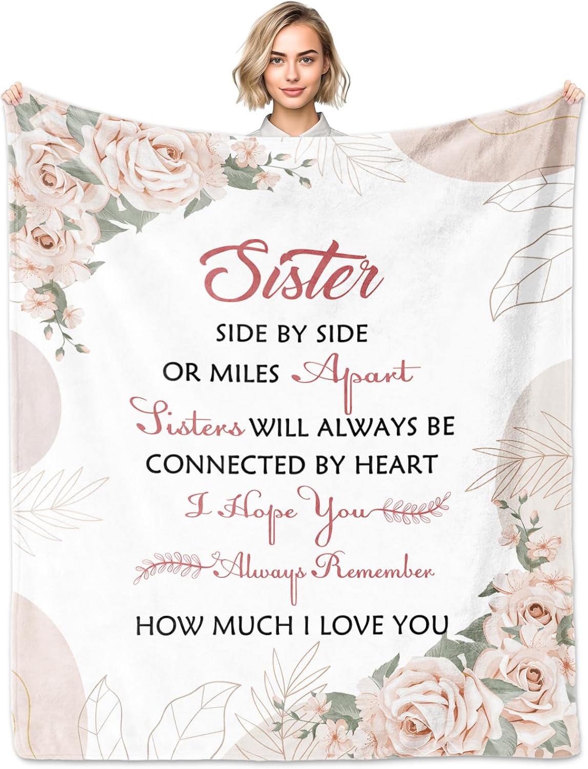 Sisters Gifts from Sister, Sister Gifts Blanket 60"x50", Sister's Birthday Gift, Big Sisters Gift Ideas for Mothers Day Christmas, Best Friend Birthday Present for Women Girls, Bestie Blanket