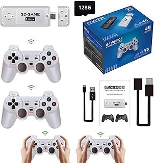 Wireless Retro Play PowKiddy Y6 Game Stick with Gamepad | 4K Output Plug and Play Emulator 2.4G Gamepad HD Video Game Stick | Handheld Game Console Built-in 10000+ Games 3D Game Open-Source System