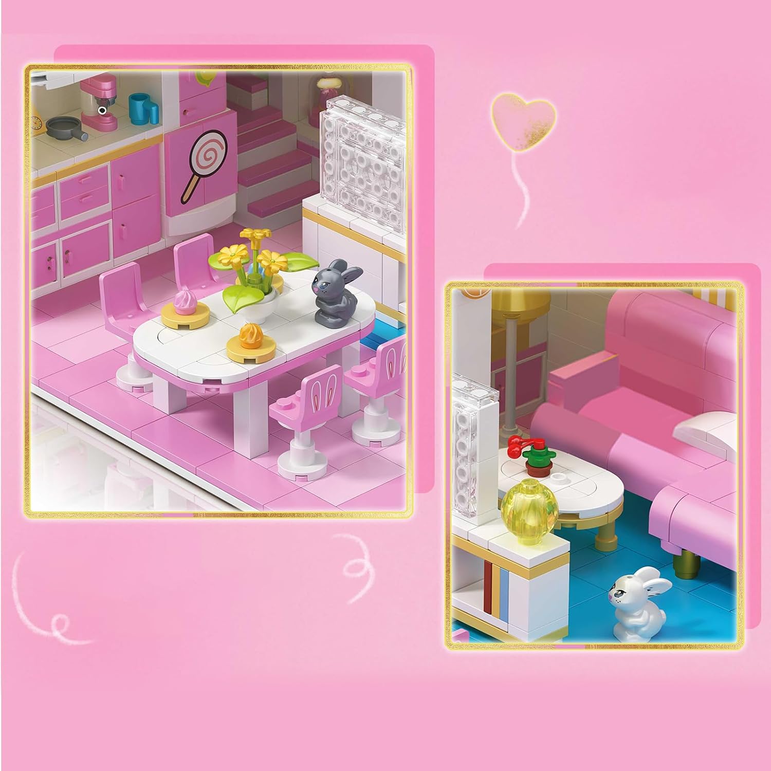Friends House Building Block Set, Pets Collection Small Brick Model Set, Creative Mini Toy Building Sets, Children’s Day Birthday for Teens Kids Boys Girls 8+, 1096 PCS