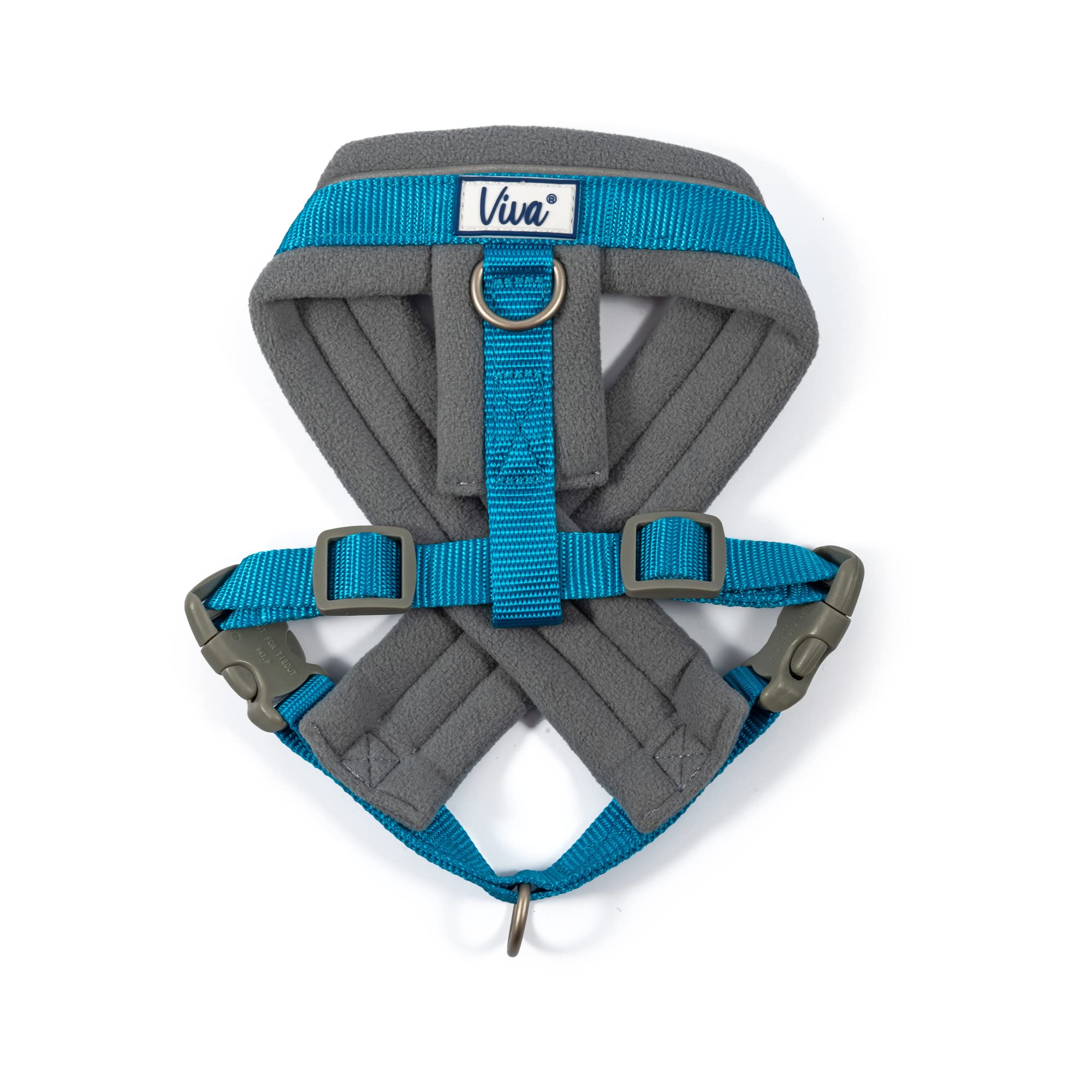 Ancol Viva Padded Dog Harness - Blue - Micro Fleece Reflective Adjustable Weatherproof Poly Weave Pet Training Accessory - M 41-53cm
