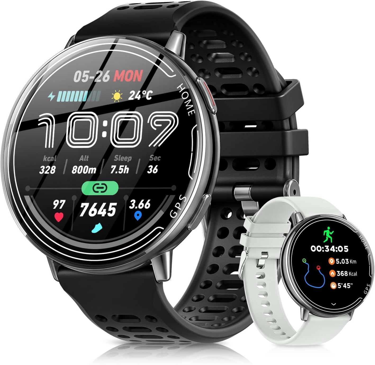 GPS Smartwatch Herren, 1.39" HD Touchscreen Smart Watch for Men mit Bluetooth Anruf, Sportmodi,Herzfrequenz, Blutdruckmessung, GPS Sportuhr für iOS Android