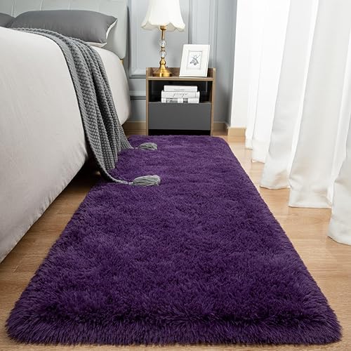 Miniatura 18 de Alfombra esponjosa para dormitorio, alfombra negra de 4 x 6 pies para sala de estar, dormitorio, alfombra peluda para niños, alfombra de felpa suave