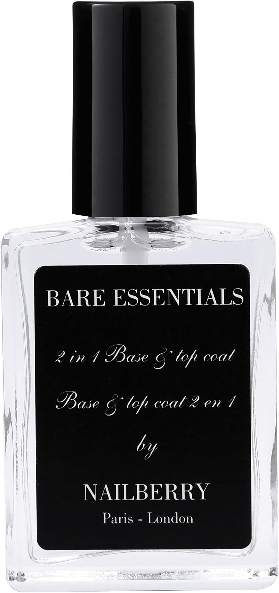 Nailberry Bare Essentials 2 in 1 Base and Top Coat 15 ml | Adhering Base Coat & High Shine Top Coat | Protects against Fading and Discolouration