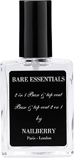 Nailberry Bare Essentials 2-In-1 Base & Top Coat | High Shine, Smooth and Long-Lasting Wear | Protects Against Fading and Discoloration | Vegan | Certified Halal and Cruelty Free | 12-Free | 15 ml
