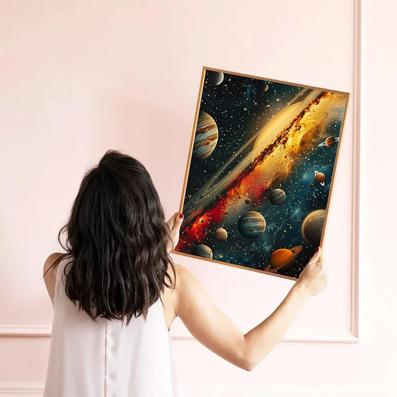 5D DIY diamentowe malowanie gwiaździste niebo, diamentowe malowanie pełny zestaw planety, kryształowe artystyczne hobby kreatywne dorosłe rzemiosło ścieg krzyżykowy obrazy z koralikami na prezent 100