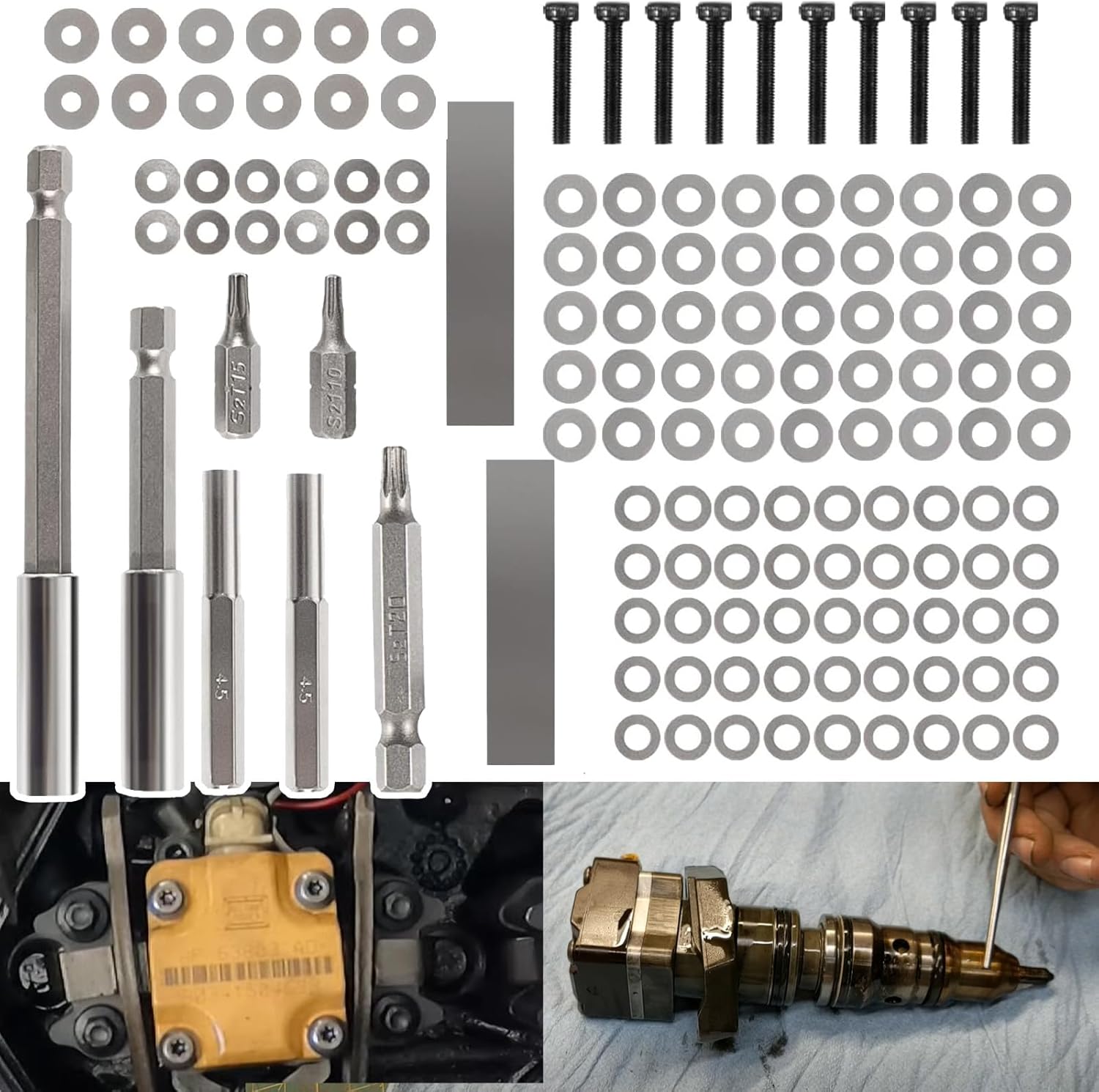 YMT Injector Tune Up Shim Kit Compatible with Ford 7.3L Powerstroke 1994-2003, for International T444E / DT466e / 1530E(134PCS/Set)