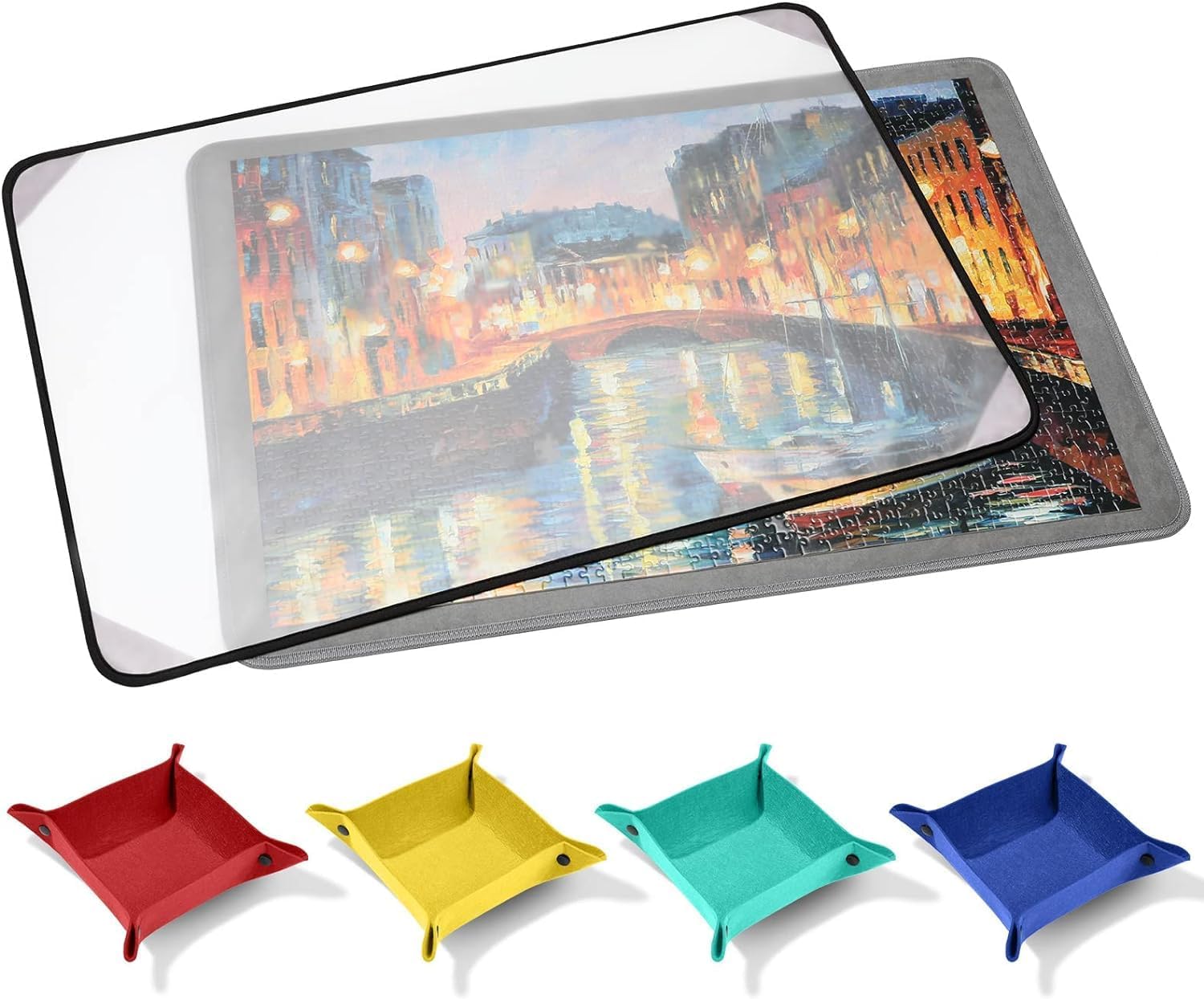 Jigsaw Puzzle Board, Portable Puzzle Mat with Puzzle Dustproof Cover