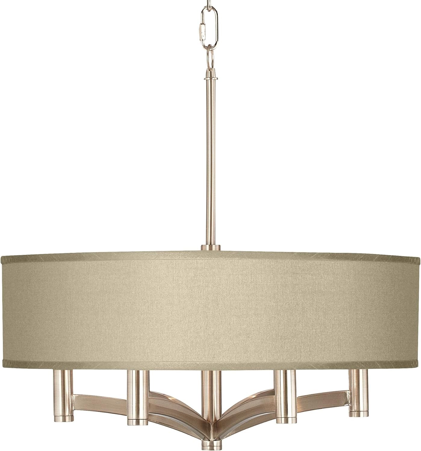 Possini Euro Design Ava Brushed Nickel Drum Pendant Chandelier 20" Wide Modern Sesame Beige Textured Faux Silk Shade 6-Light Fixture for Dining Room House Island Entryway Bedroom Living Room