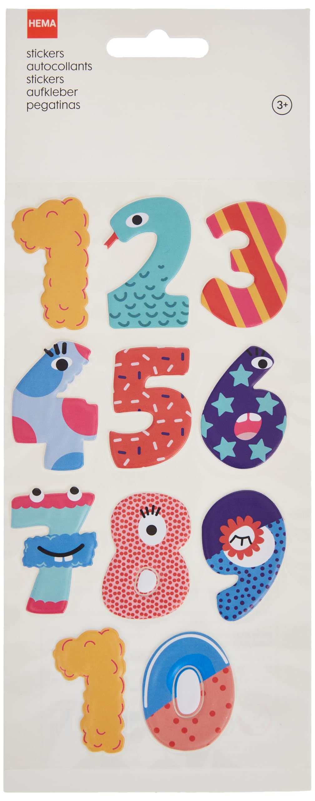 Hema 3d the numbers 1 to 10 stickers multicolor