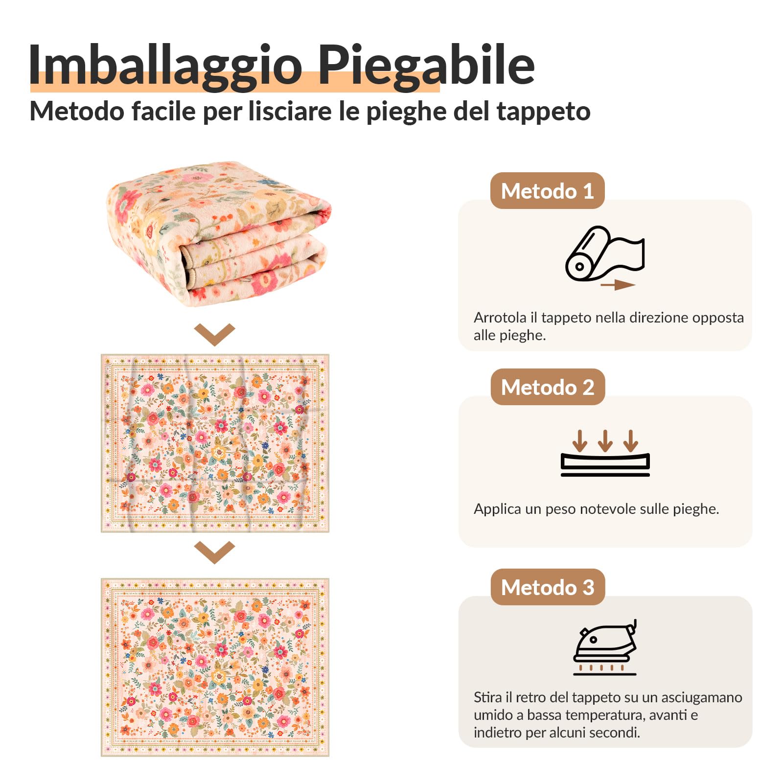 INOVADAY Tappeto Lavabile 90x150 cm Rosa/Beige Tappeto da Soggiorno | Camera da Letto, Cucina, Bagno, Sala da Pranzo, Pelo Corto, Antiscivolo, Stampa Floreale, Boho, Morbido, Facile da Pulire