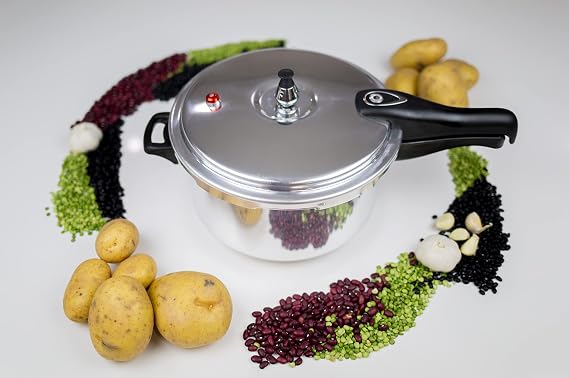 Bene Casa - Aluminum Pressure Cooker (4 Quart) - Includes Pressure Alarm and a Sure-locking Lid System - Dishwasher Safe