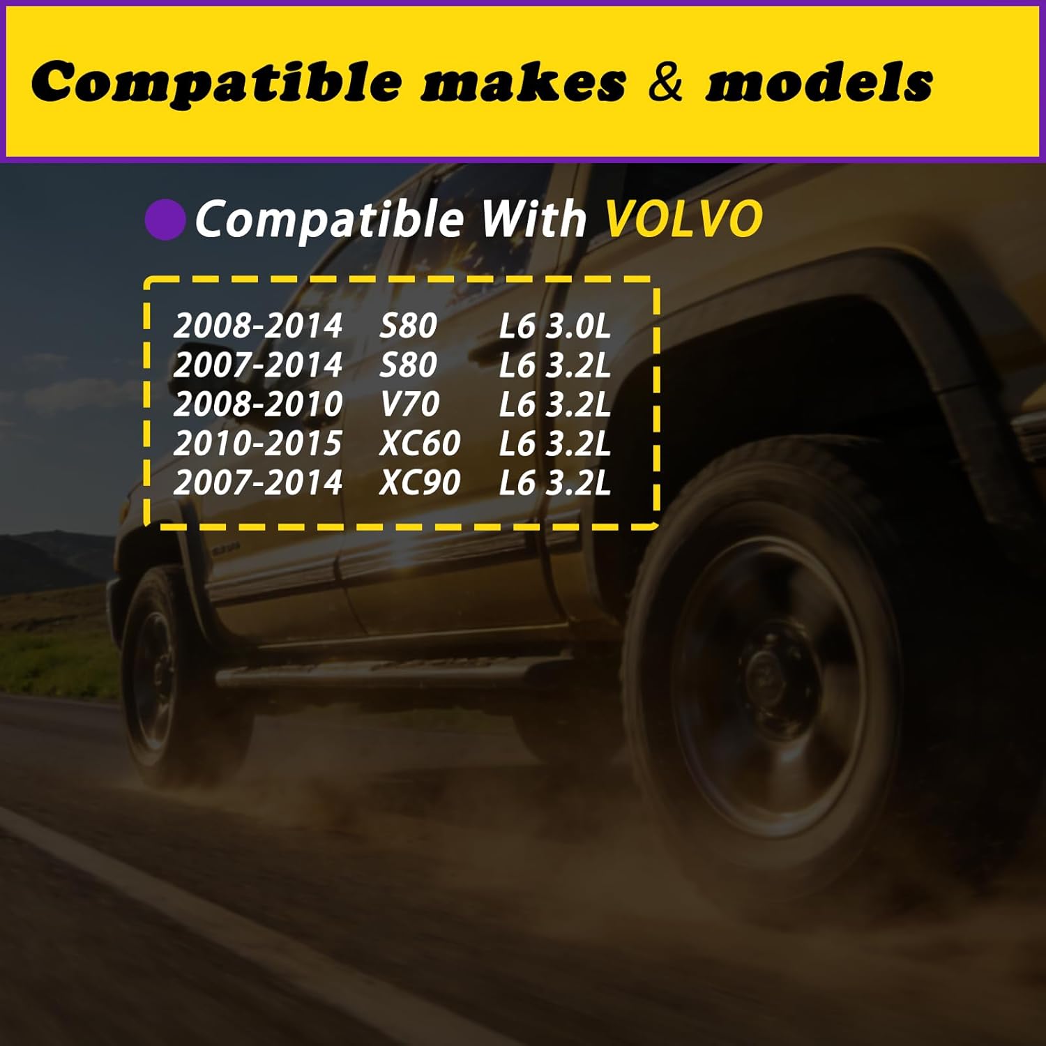 2pcs Intake and Exhaust Engine Variable Valve Timing VVT Solenoid Compatible with Volvo XC60 XC90 S80 V70 L6 3.0L 3.2L 07 08 09 10 11 12 13 14 15 Replaces 31251224 36002690 31216281 36002689