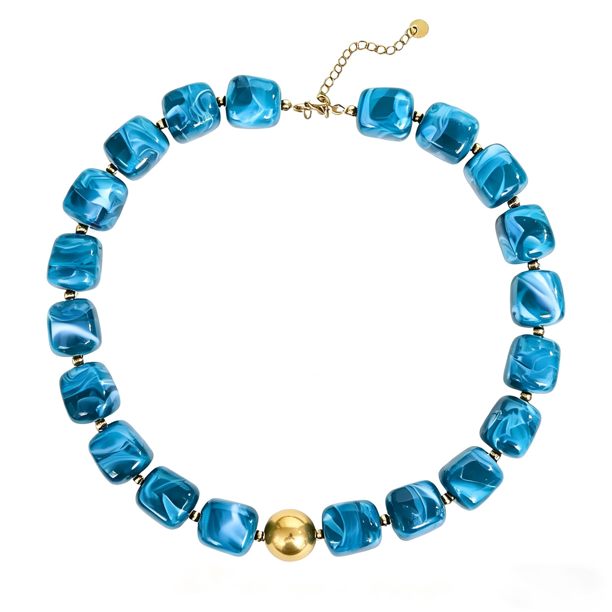 Colorful Resin Chunky Beaded Choker Necklace for Women, Summer Beach Jewelry — view 13