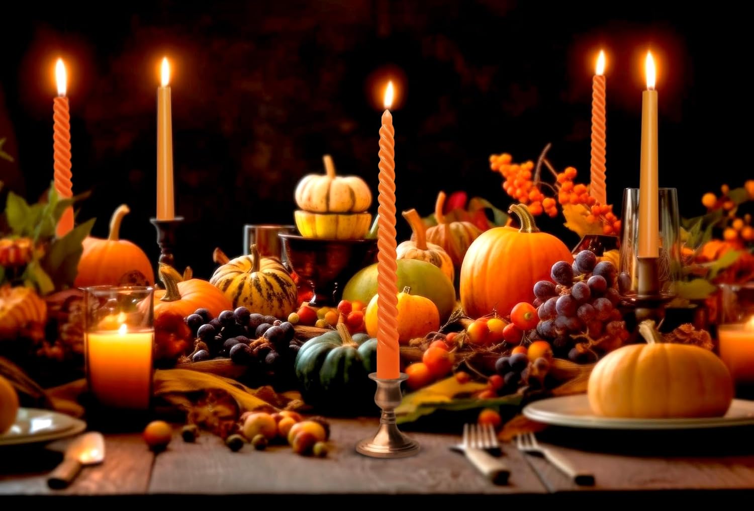 6 Pack Orange Taper Candles and 6 Pack Spiral Candles for Fall