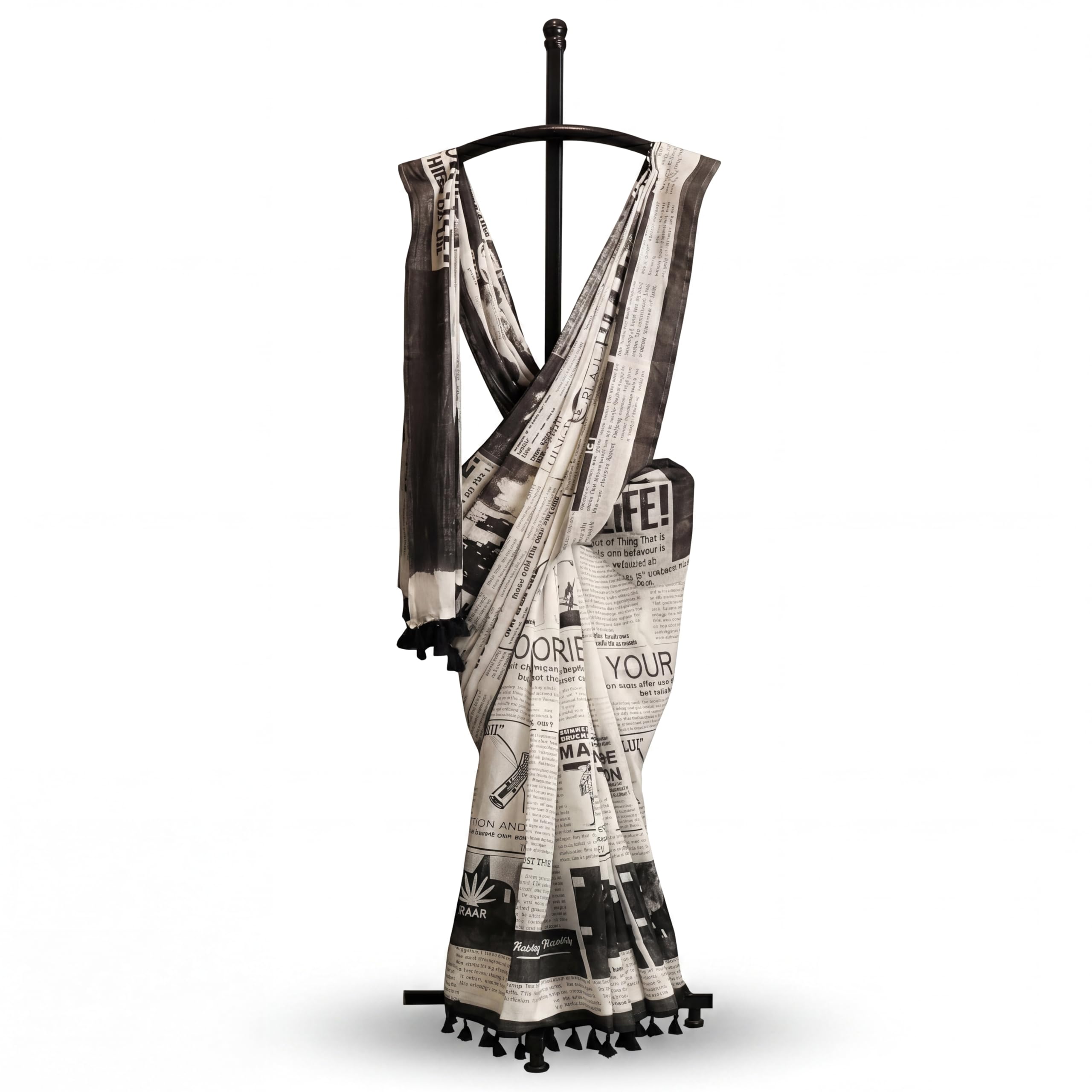 Headline Edit Saree – Quirky Newspaper Print Contemporary Saree-image-38