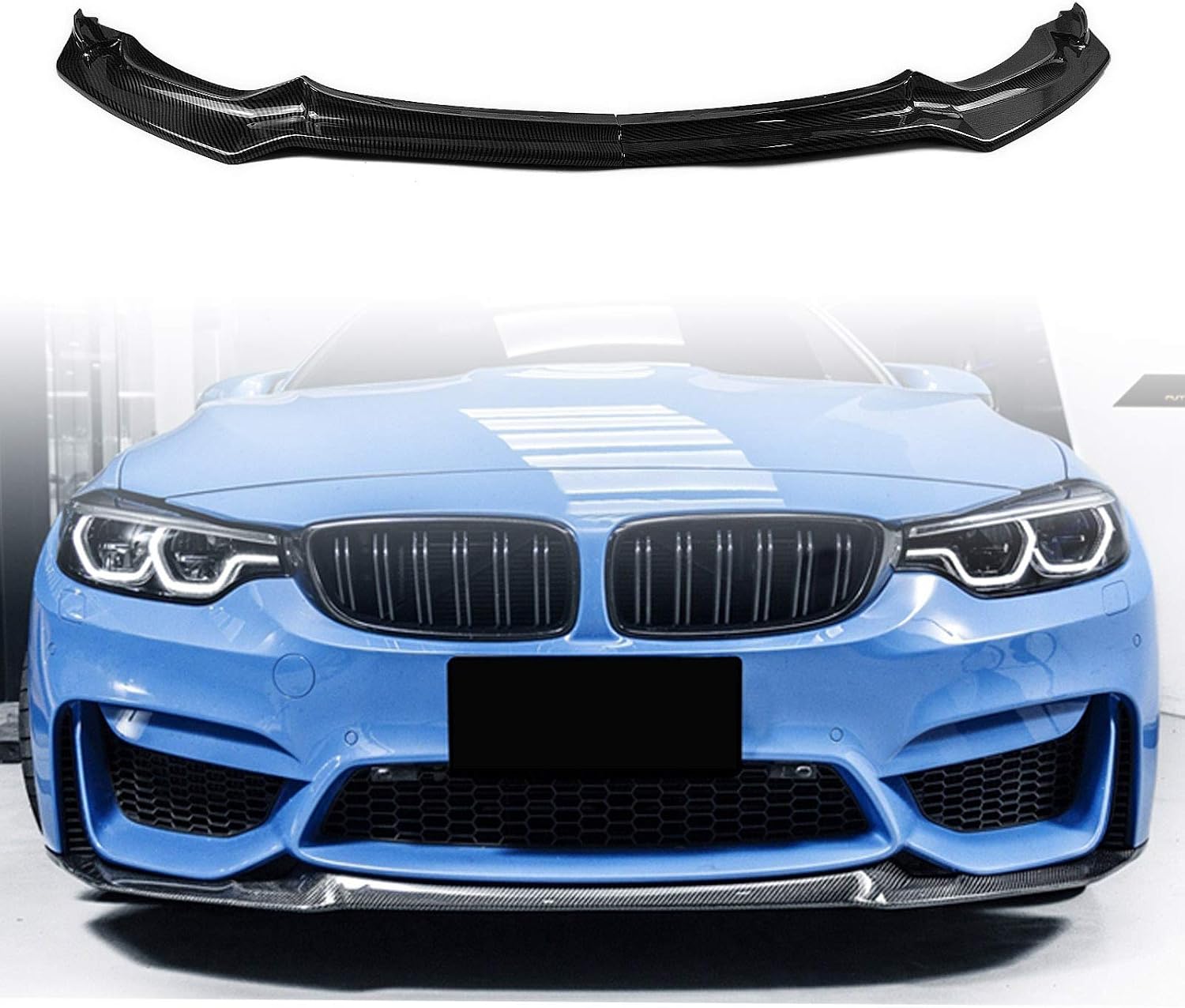 Car Front Bumper Lip Spoiler for 2015-2020 BMW F80 M3 F82 F83 M4 Carbon Fiber Look