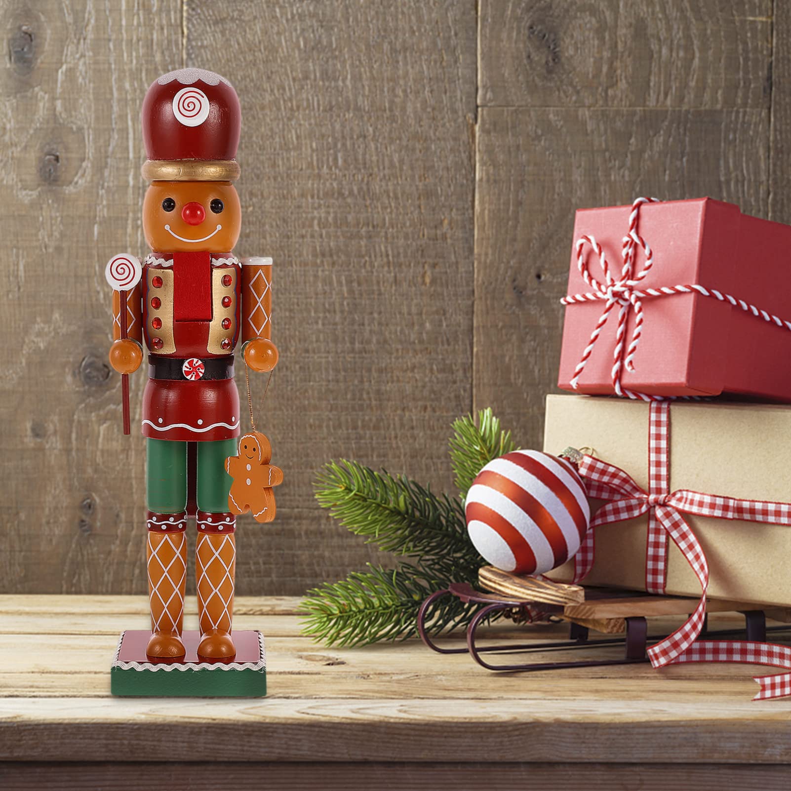 ABOOFAN Gingerbread Christmas Nutcracker Figures 13.8 Inch Christmas Kitchen Decorations Wooden Nutcracker Ornaments Christmas Decorations