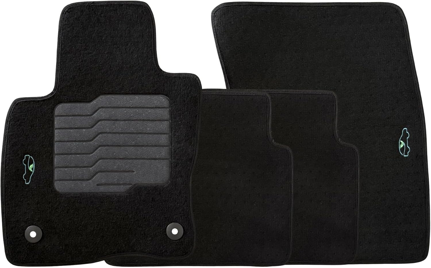 ecoMats Carpet Floor Mats Fit for 2021 to 2026 Ford Bronco Sport and 2022 to 2026 Ford Maverick (Not for Hybrid), with Non-Slip Driver Heel Pad, Safety Locks, Front and Rear, Black