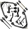 SCITOO 13pcs Suspension Kit 2 Upper Control Arm and Ball Joint 2 Lower Ball Joints 2 Stabilizer Bar Link Kit 4 Outer Inner Tie Rod fit for Chevrolet for GMC Series for Cadillac Escalade