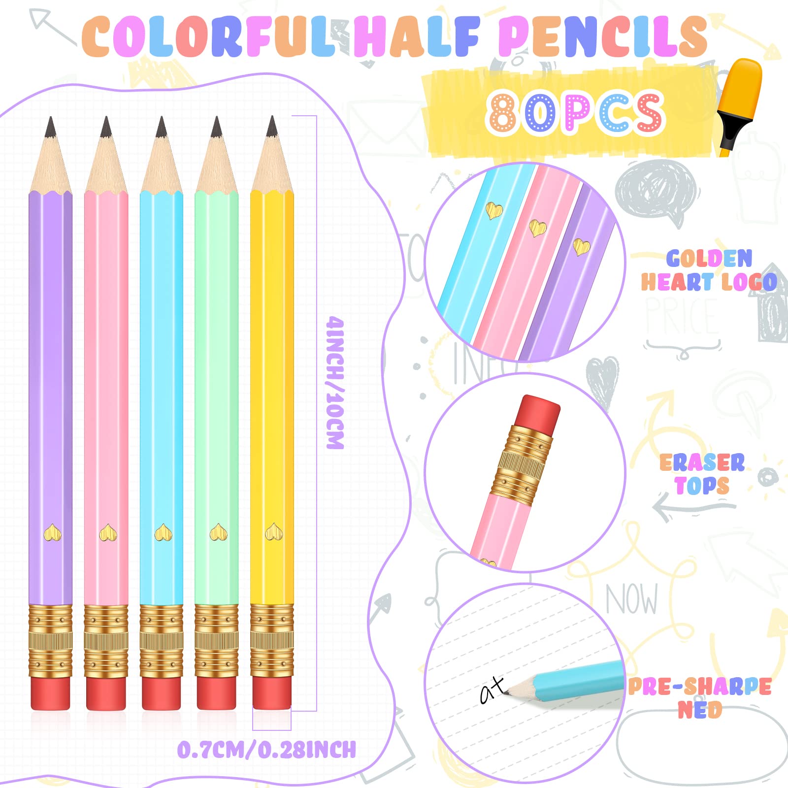 Amazon.com : Nezyo 80 Pcs Mini Golf Pencils with Eraser 2 HB 4