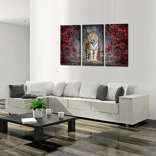Miniatura 4 de KREATIVE ARTS Lienzo de 3 piezas de gran tamaño para pared, diseño de tigre, impresiones sobre lienzo, arte de animales para decoración moderna del