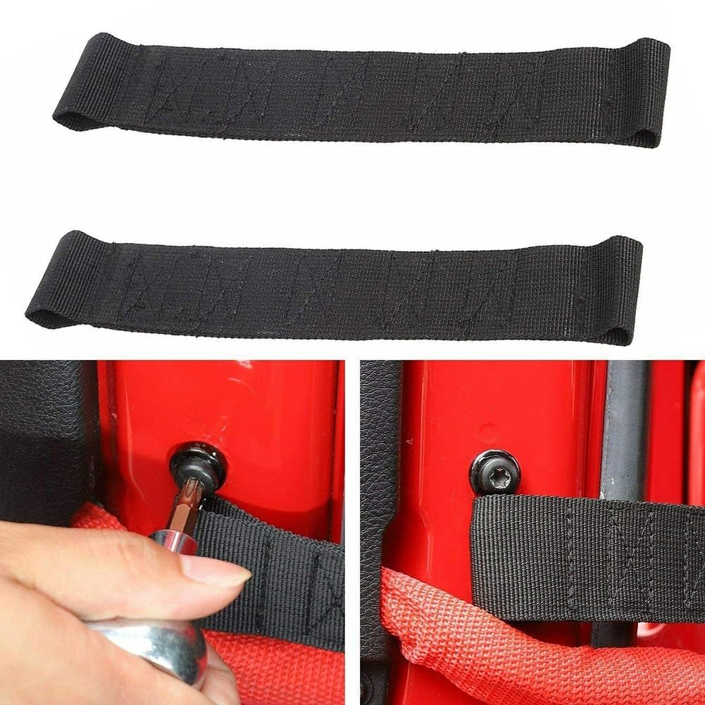 Cinghia di limitazione per portiera per Jeep Wrangler CJ YJ TJ JK JKU - Materiale in nylon resistente, aggiornamento robusto, previene l'apertura, confezione da 2 pannelli interni