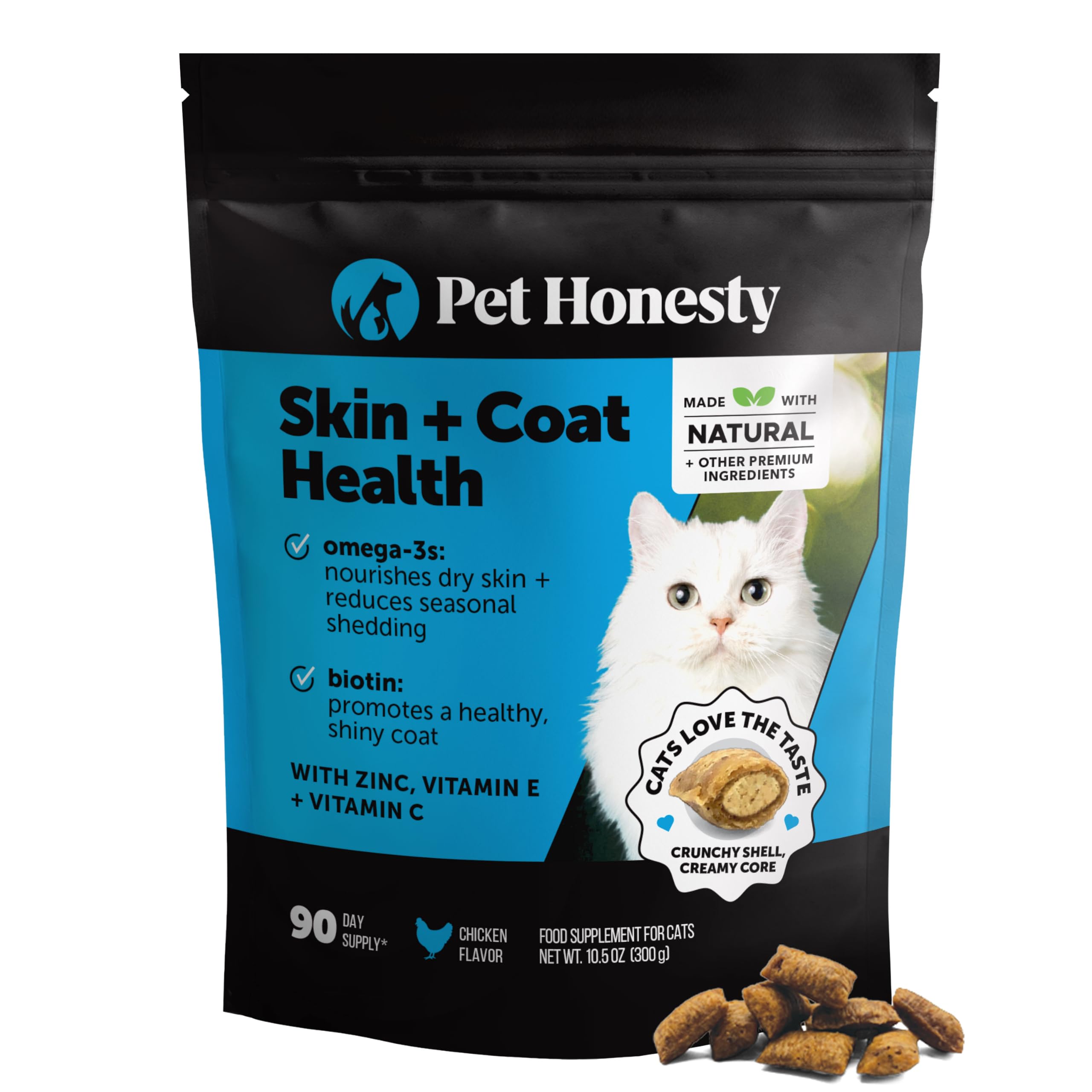 Cat Skin & Coat Supplement Crunchy Creamy Chews - Salmon Oil for Cats Omega 3 Itchy Dry Skin Relief - Feline Shedding Control - Biotin Vitamins for Indoor Cats Shiny Soft Coat (30-Day Supply) — Amazon image 13