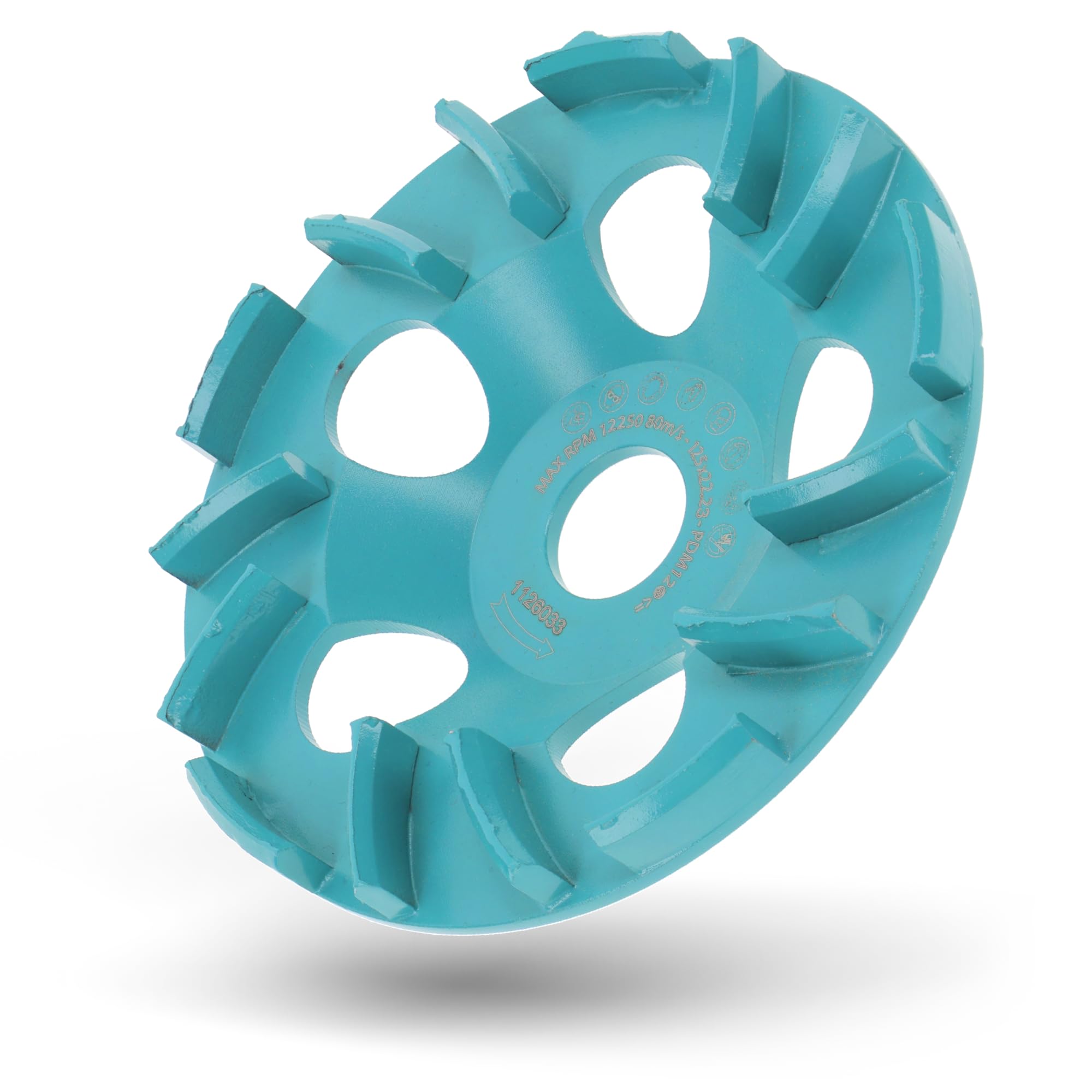 PRODIAMANT TurboFlex - Disco abrasivo de diamante (125 mm, M14, 15 segmentos de tejado, para hormigón, pavimento, nivelación, yeso, pintura, pegamento y recubrimientos epoxi)