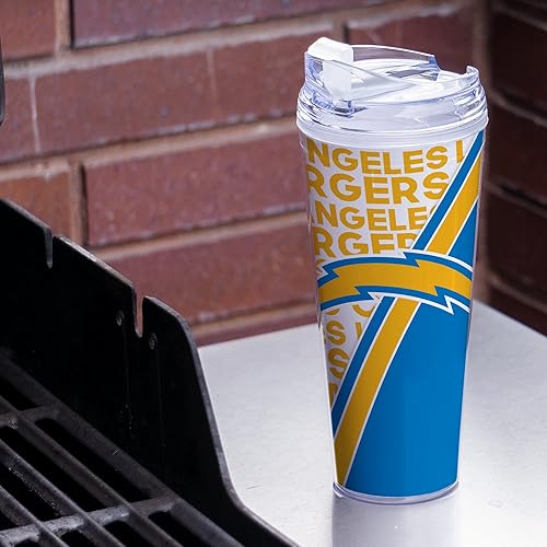Miniatura 132 de Rico Industries NFL Football - Vaso de acrílico de 24 onzas con tapa con bisagras, vaso de doble pared con licencia oficial para fanáticos de la NFL