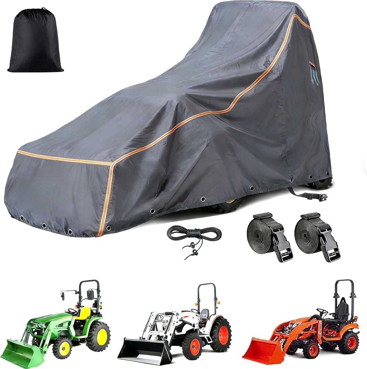 Tractor Cover for Kubota, John Deere, New Holland - 600D Oxford Fabric for Dustproof Tear Resistant UV Protection - Heavy Duty Waterproof Tractor Cover with Storage Bag. (149"L x 76"W x 86"H)