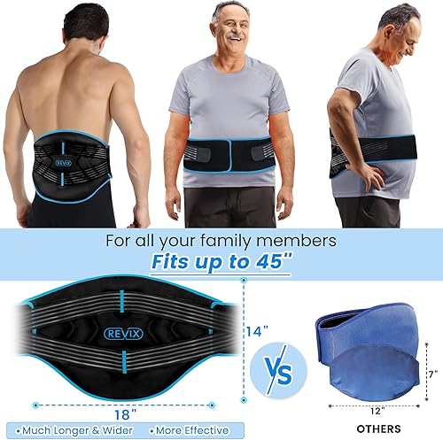 Miniatura 5 de REVIX Bolsa de hielo extra grande para aliviar el dolor de espalda con doble compresión, bolsa de hielo reutilizable de espalda grande para
