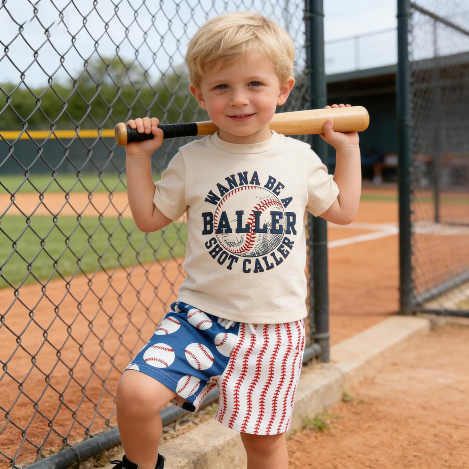 Toddler Baby Boy Summer Clothes Short Sleeve Embroidery Baseball T-shirt & Plaid Shorts Set 2 Piece Outfit - Image 2