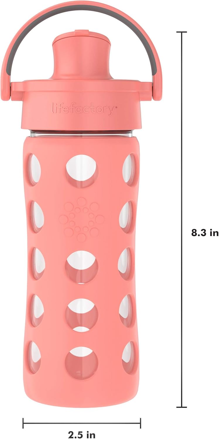 Lifefactory 12-Ounce Glass Water Bottle with Active Flip Cap and Protective Silicone Sleeve, Cantaloupe, 12oz - Image 5