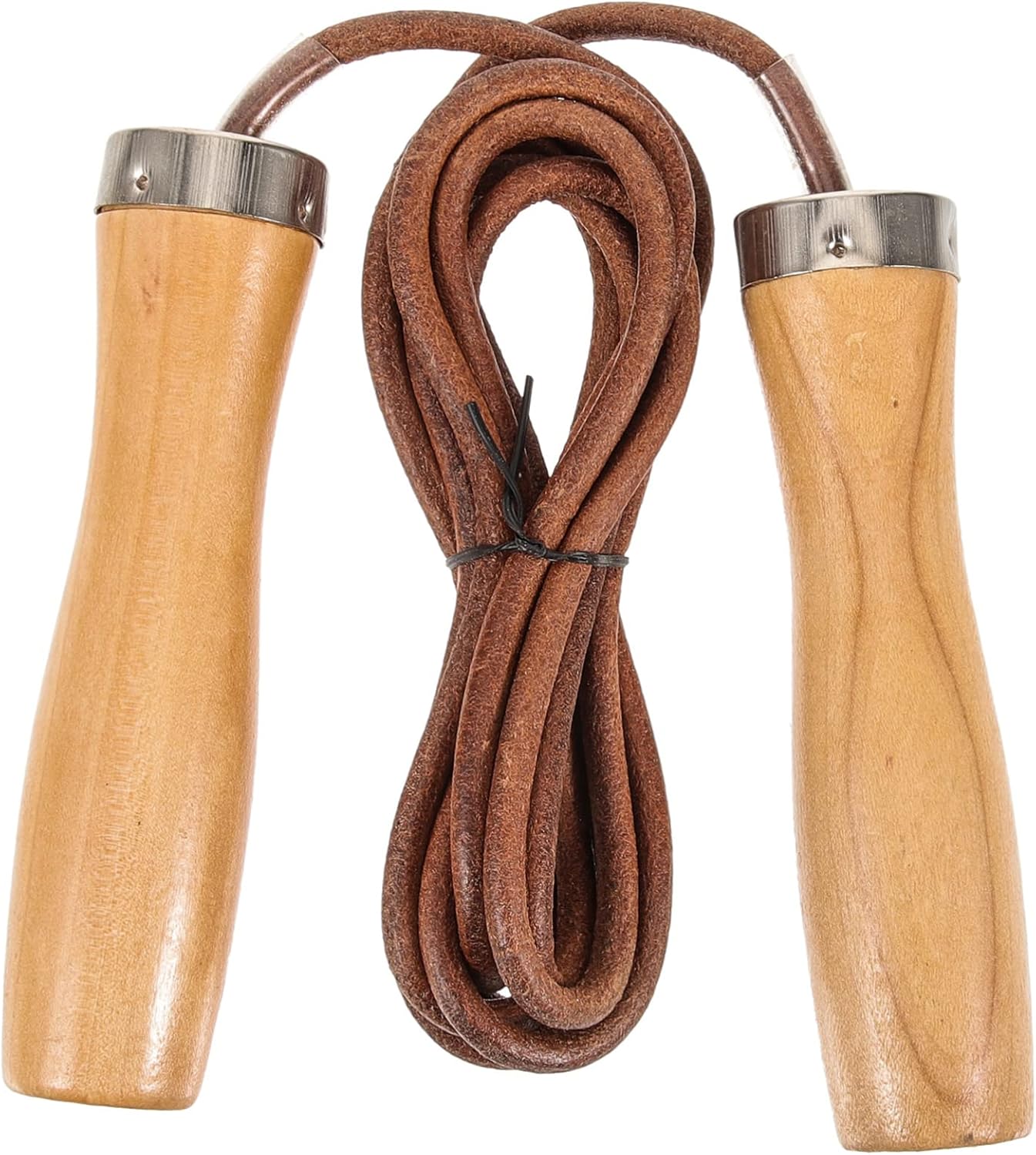 Milisten Weighted Jump Rope with Wooden Handles and Durable Cowhide Cord for Fitness Training Physical Education Equipment for Indoor and Outdoor Skipping Calorie Burning Exercise Tool