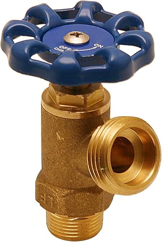 Midline Valve S3533 Válvula de drenaje de caldera de giro de 12 pulg. Entrada MIP x 34 pulg. Salida MHT, latón, sin plomo