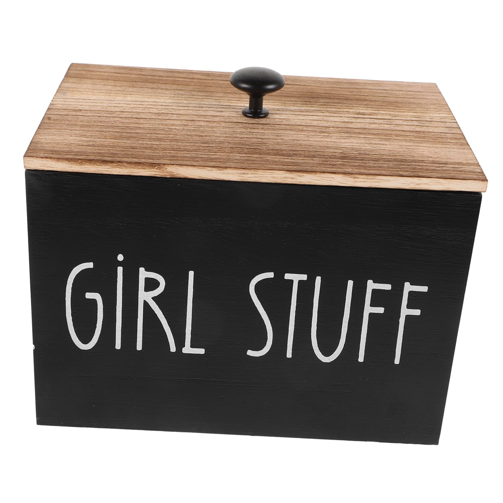 Caja de madera PRETYZOOM para hisopos y discos de algodón con tapa elegante de bambú natural