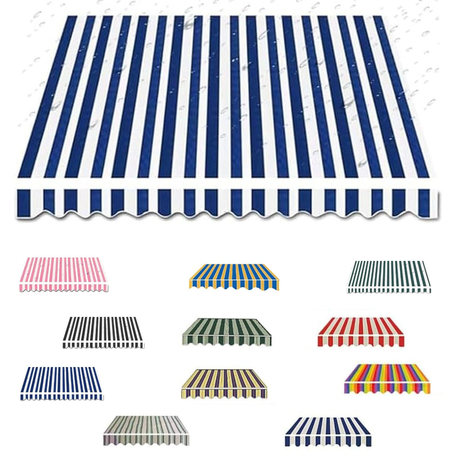 2m 2.5m 3m 3.5m 4m Garden Awning Replacement Fabric Top Cover Front Valance, Awning Fabric Replacement Window Awning Cover For Courtyard Balcony Restaurant(Blue b,3x2.5m)
