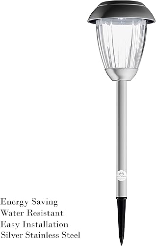Miniatura 4 de Pure Garden - Juego de luces solares para camino, juego de 8 a 16 pulgadas de alto de acero inoxidable para exteriores, iluminación para jardín,